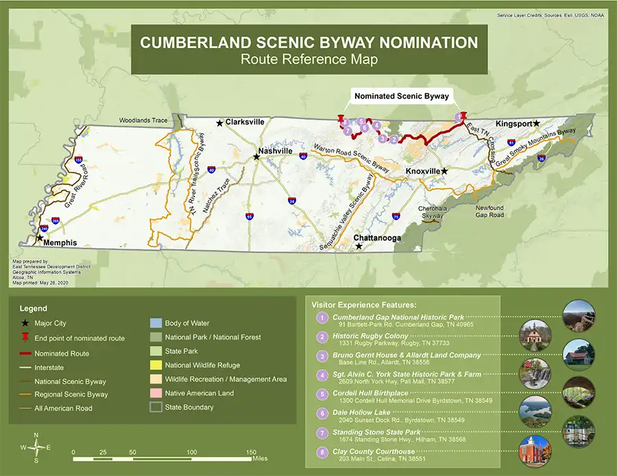 Cumberland Scenic Byway Nomination Route Reference Map