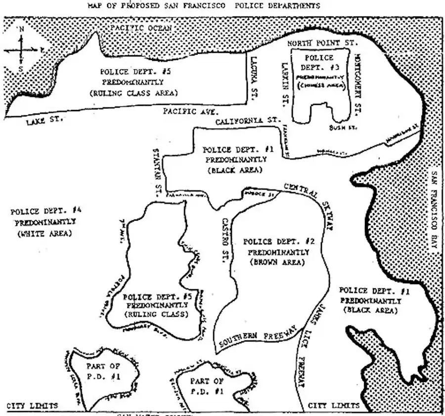 A map illustrating inequality in police districting in San Francisco in the 1960s.