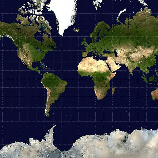 Map of the world set against a grid
