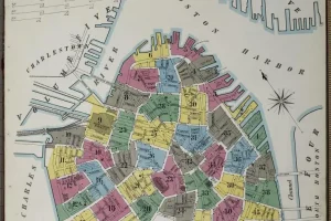 Fire insurance map of Suffolk County in Boston. From the Library of Congress.